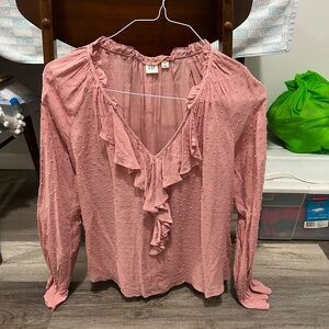Dusty Rose Ruffle Blouse